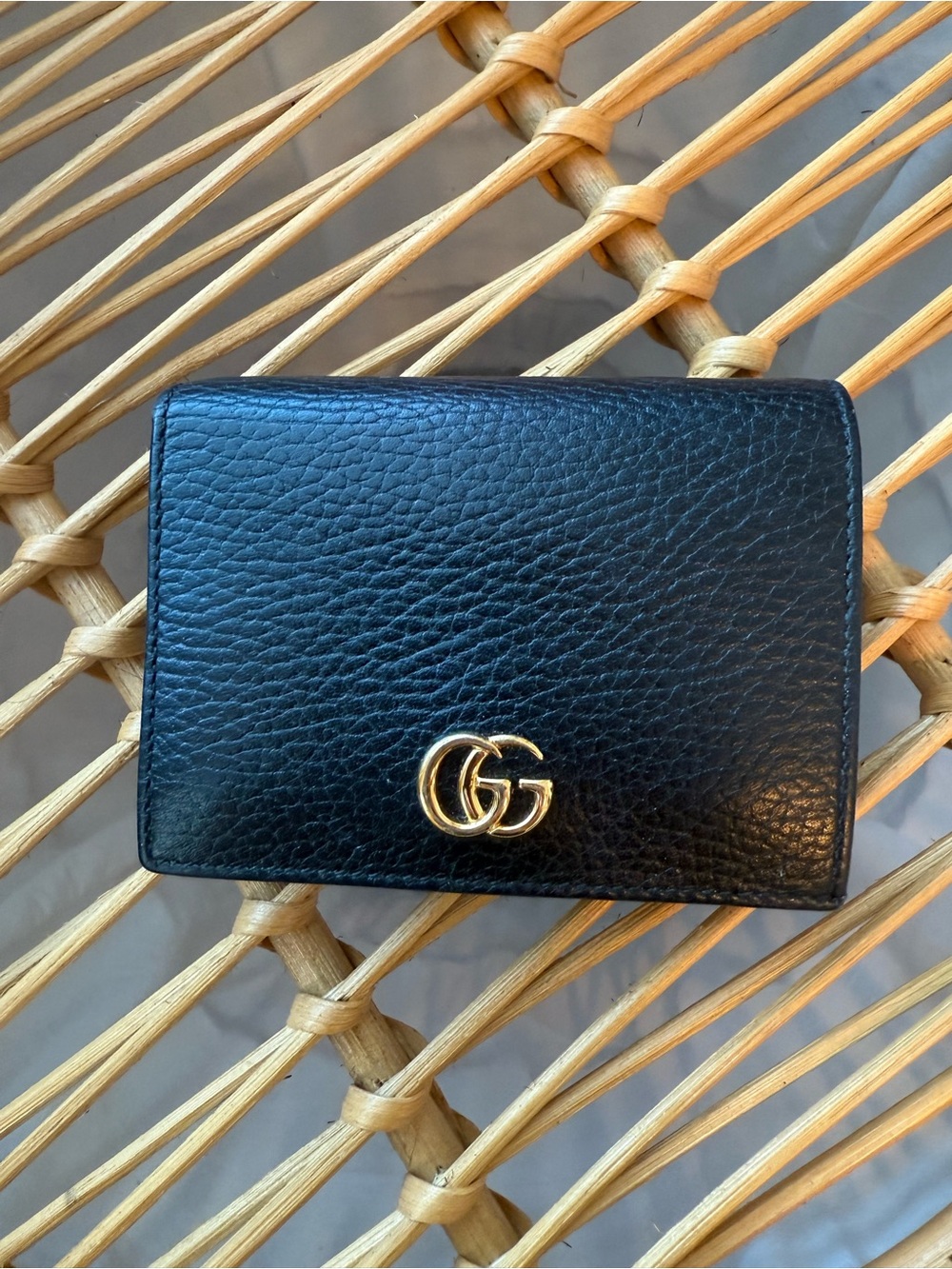 Gucci Black Leather GG Marmont Small Card Holder Wallet - Picture 2 of 6